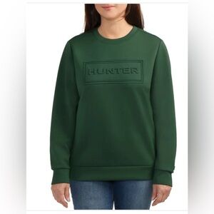 Sz XL Hunter Women's pullover long Embossed Logo Sweatshirt Hunter Green NWT